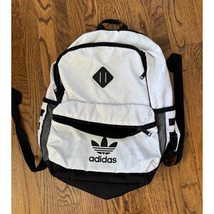 Adidas Originals White & Black Backpack With Straps And Pockets - Used